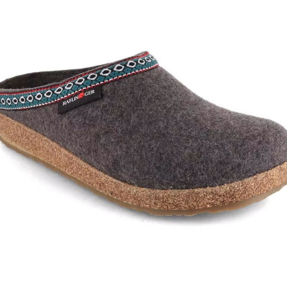 HAFLINGER Women's Slippers with Arch Support Grizzly Franzl Anthracite Size 39